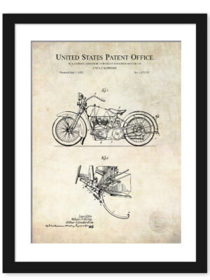 1928 Harley-Davidson cycle support patent illustration.