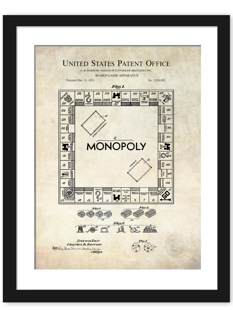 1931 Monopoly game patent illustration