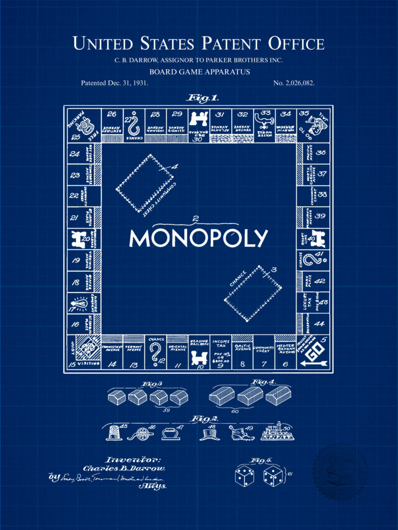 1931 Monopoly game patent illustration