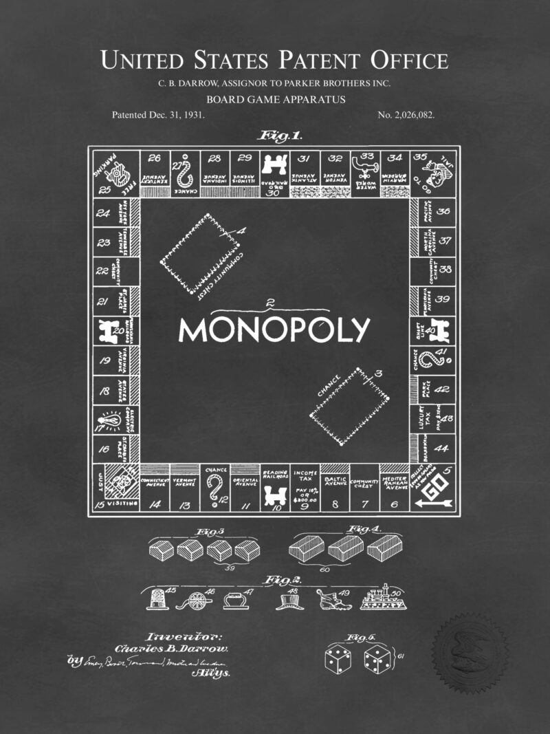 1931 Monopoly game patent illustration