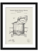 1883 whiskey aging apparatus patent drawing.