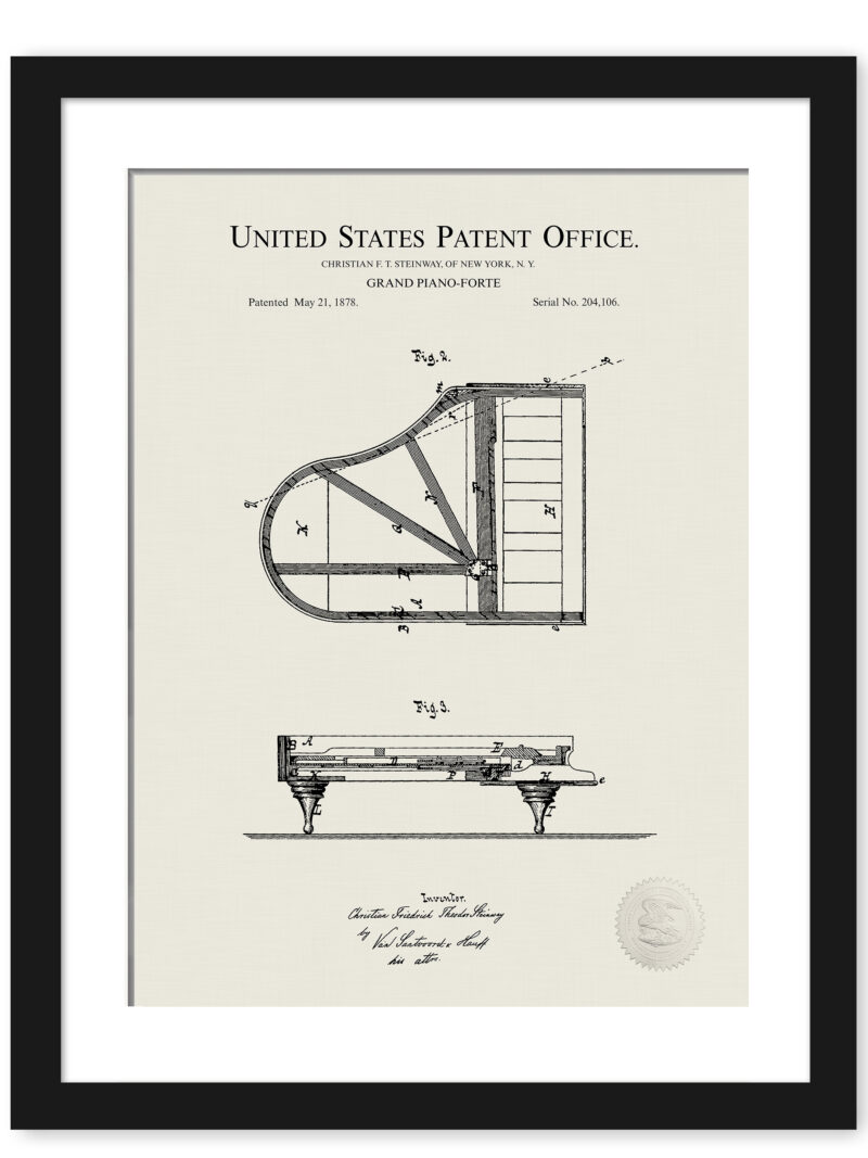 1878 Steinway Grand Piano Patent Illustration