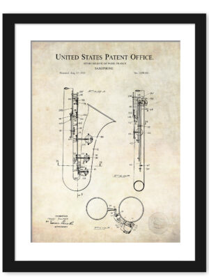 1937 Saxophone Patent Illustration Art