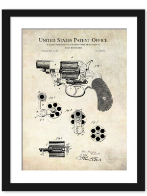 1881 Colt Revolver patent illustration print