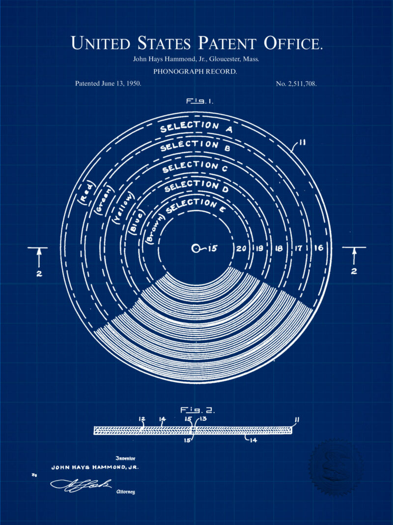 1950 Phonograph Record Patent Illustration