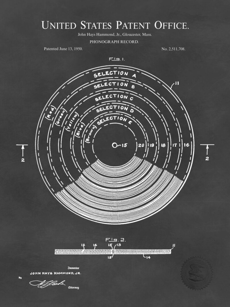 1950 Phonograph Record Patent Illustration