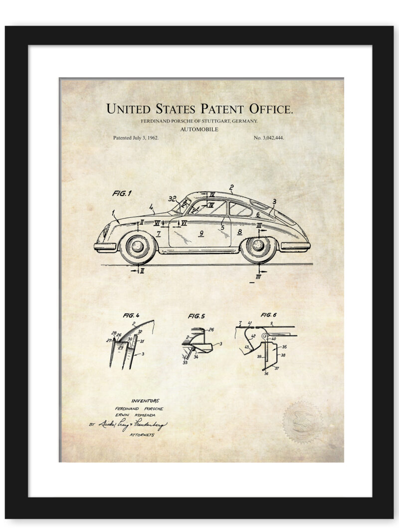 1962 Porsche 356 patent line art.