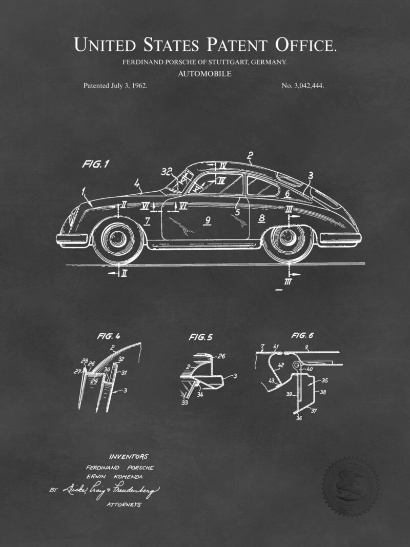 1962 Porsche 356 patent line art.
