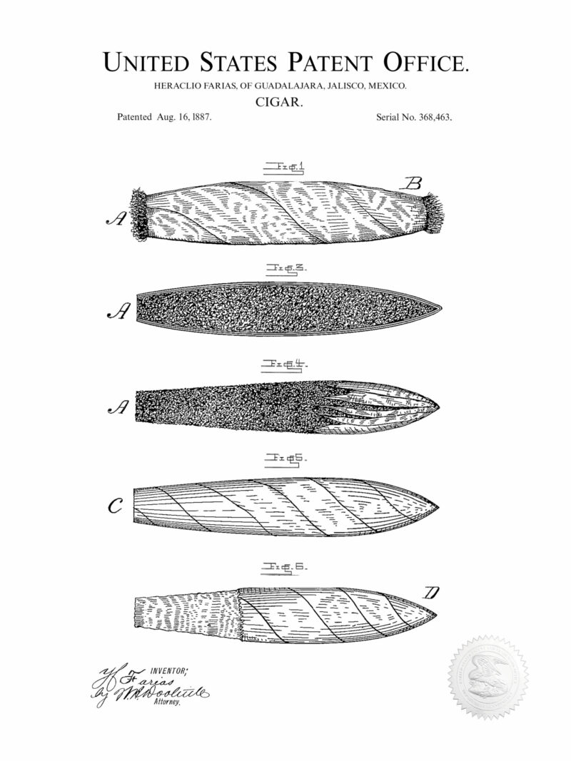 1887 Heracilo Farias Cigar Patent Art Print