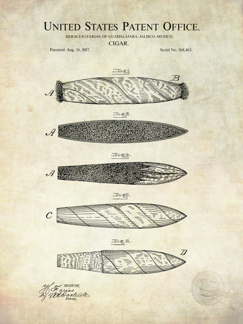 1887 Heracilo Farias Cigar Patent Art Print