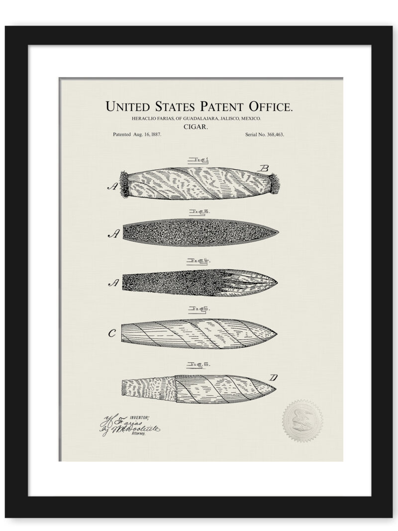 1887 Heracilo Farias Cigar Patent Art Print