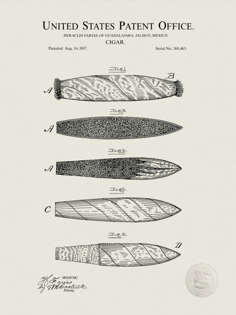 1887 Heracilo Farias Cigar Patent Art Print