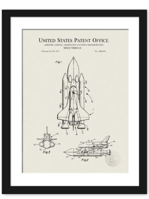 1975 NASA Space Vehicle Patent Illustration Print