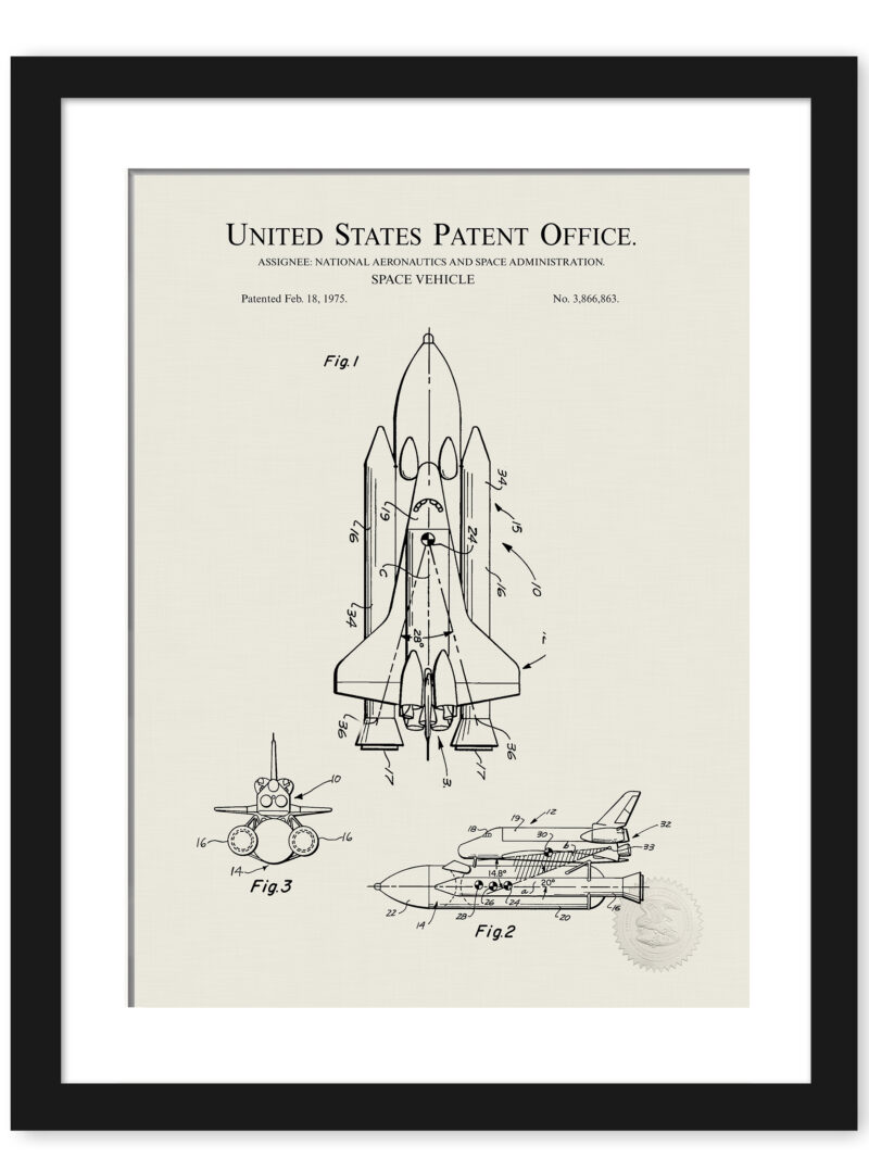 1975 NASA Space Vehicle Patent Illustration Print