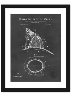 1874 Fireman's Helmet patent illustration print