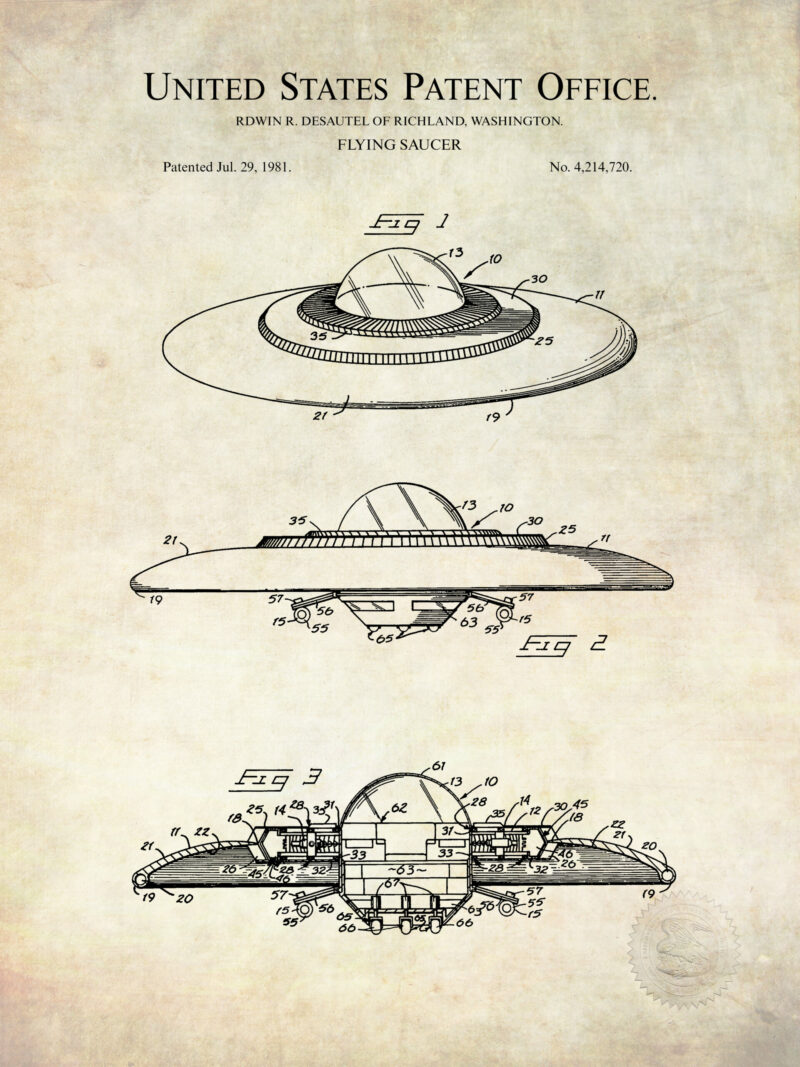 1980 Edwin R. Desautel Flying Disk Patent Art Print