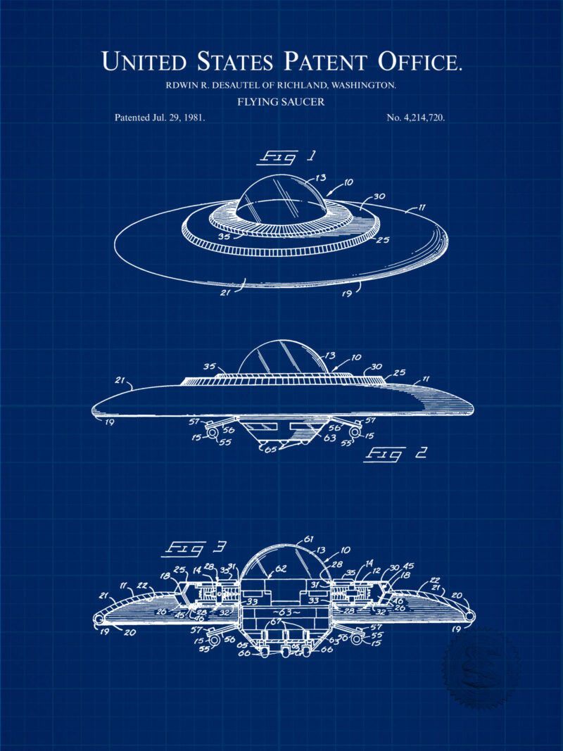 1980 Edwin R. Desautel Flying Disk Patent Art Print