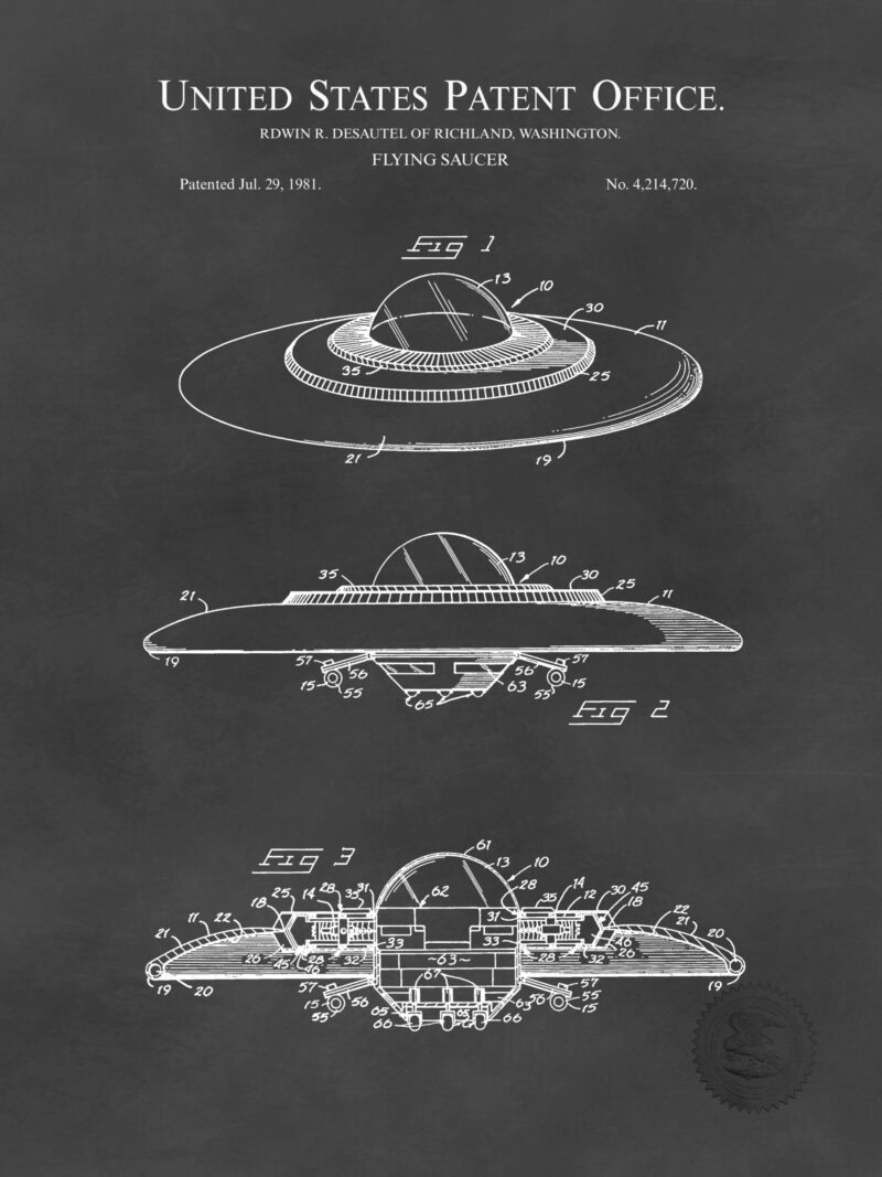 1980 Edwin R. Desautel Flying Disk Patent Art Print