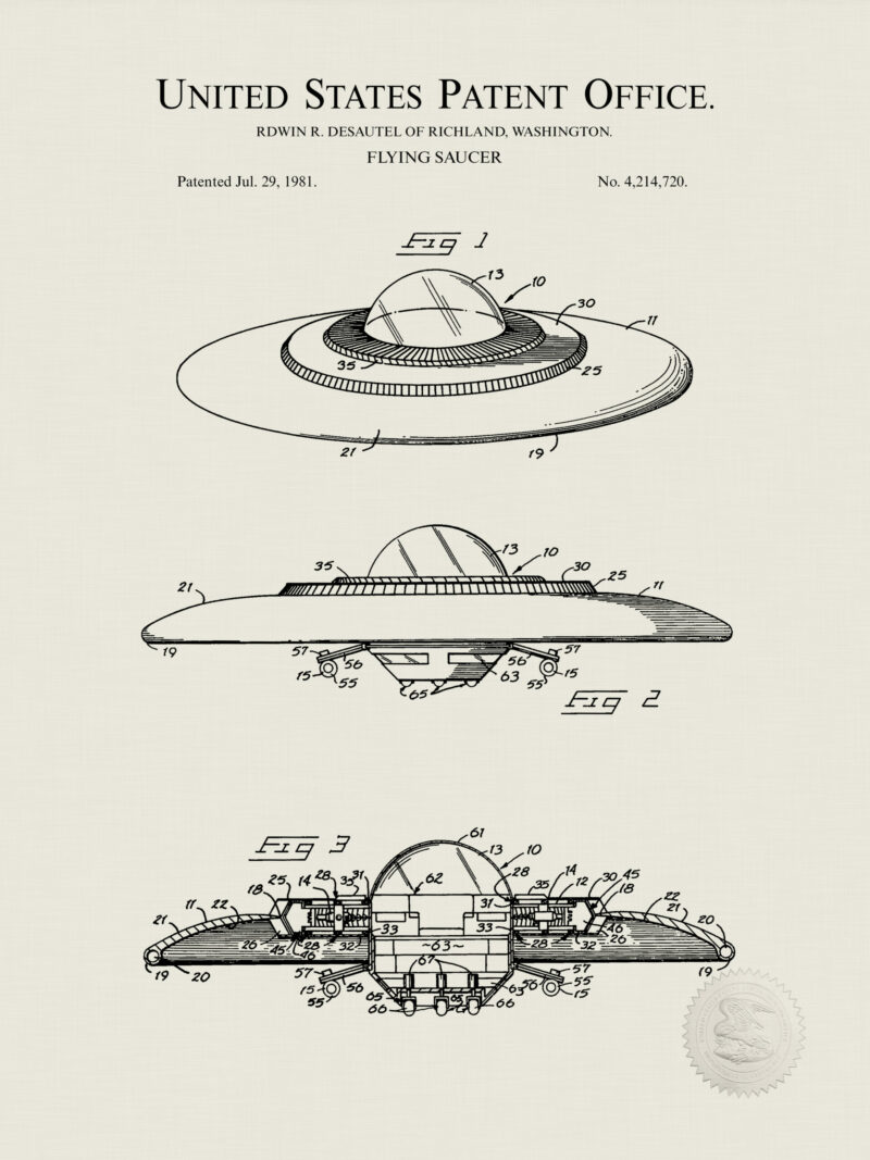 1980 Edwin R. Desautel Flying Disk Patent Art Print
