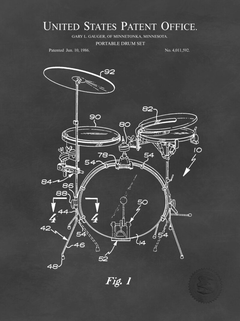 1986 Portable Drum Set Patent Art Print