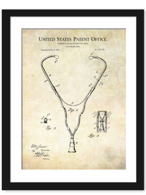 1903 J.P. Cleal stethoscope patent illustration print.