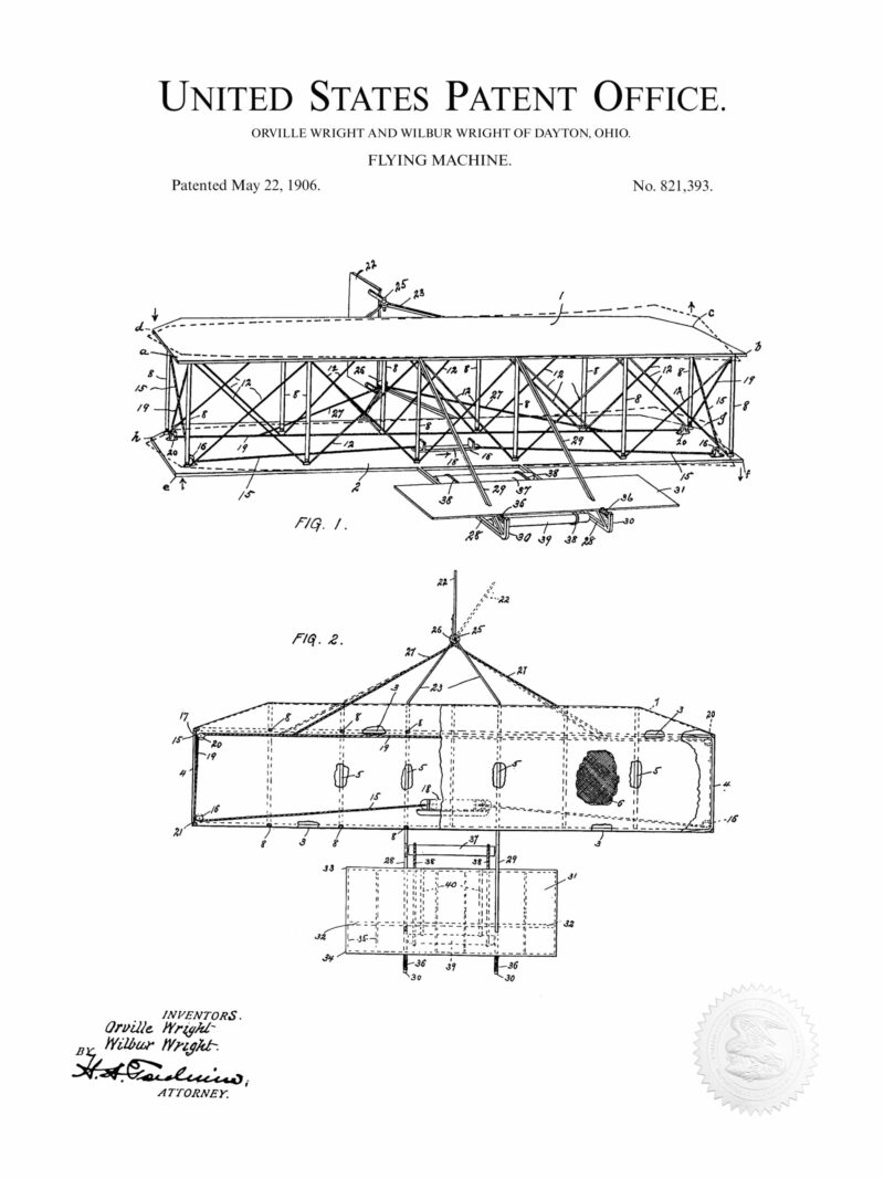 1906 Wright Brothers patent print