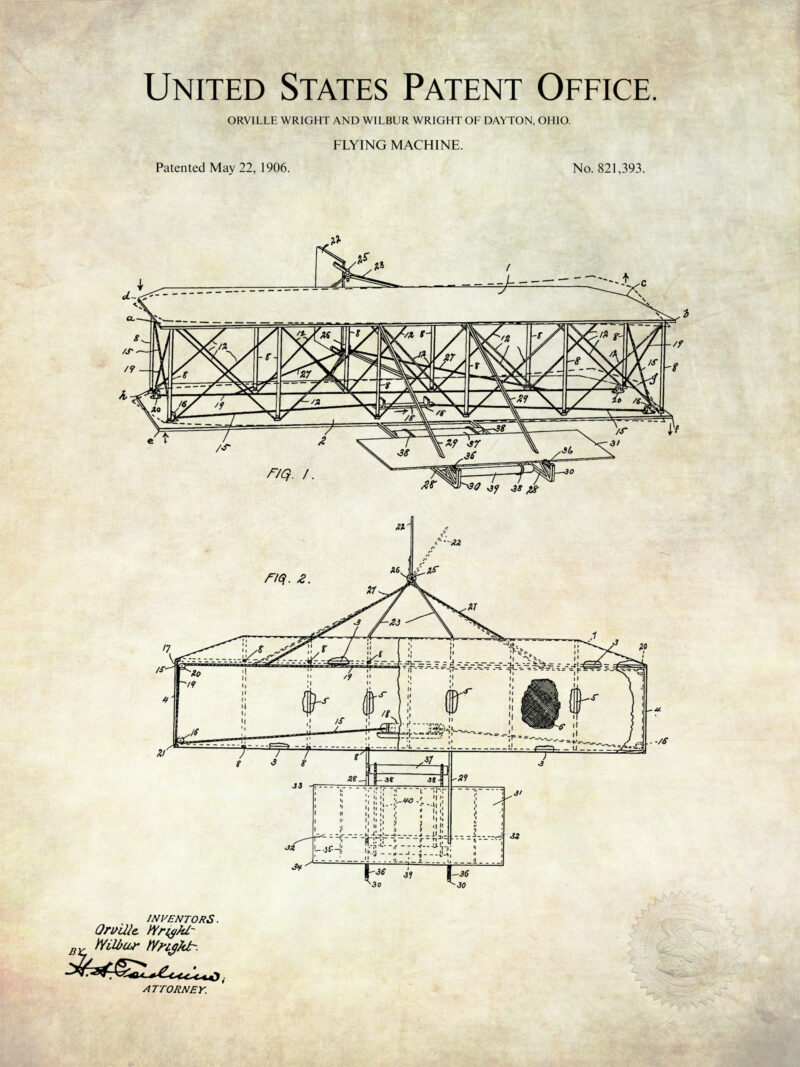 1906 Wright Brothers patent print