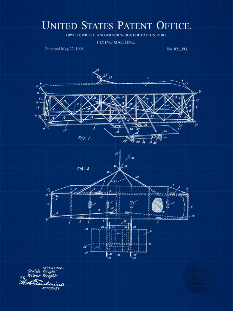 1906 Wright Brothers patent print