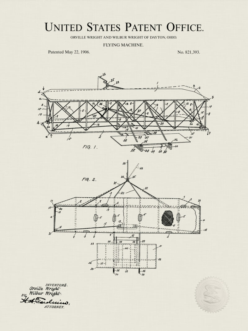 1906 Wright Brothers patent print