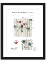 Colorful 1956 Scrabble game patent illustration.