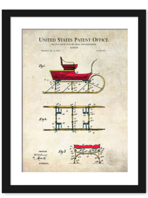 Digitally colored 1893 sleigh patent artwork.