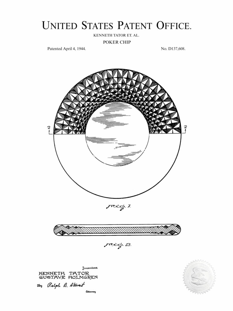 1948 Kenneth Tator Poker Chip Patent Print