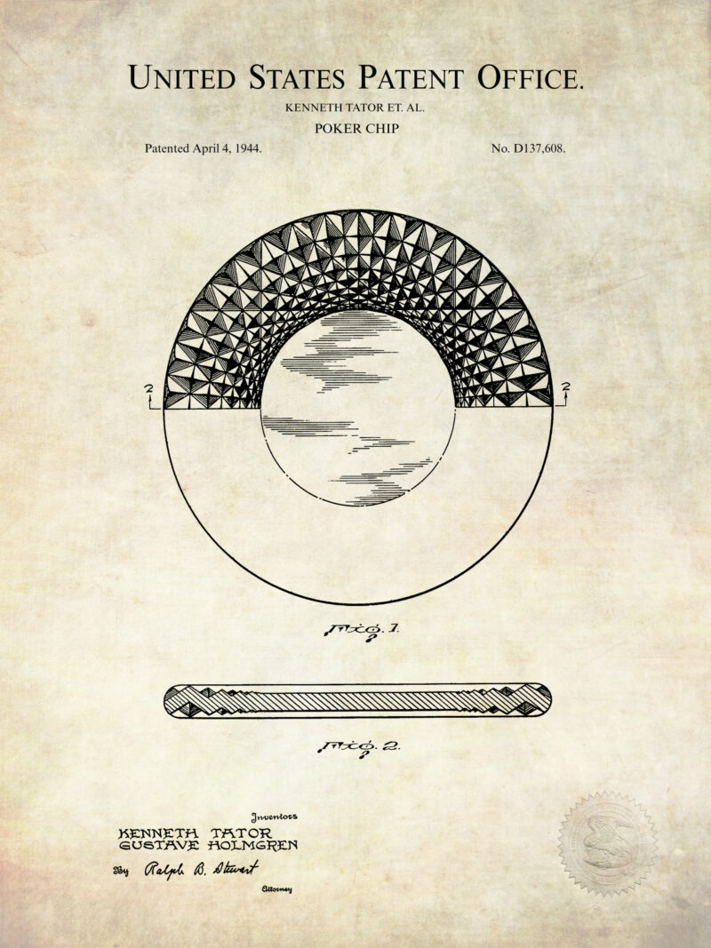 1948 Kenneth Tator Poker Chip Patent Print