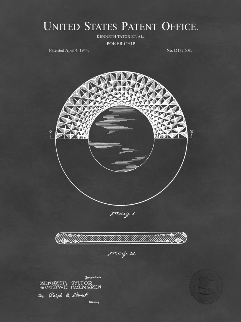 1948 Kenneth Tator Poker Chip Patent Print