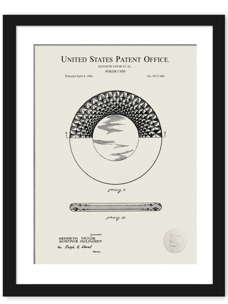 1948 Kenneth Tator Poker Chip Patent Print
