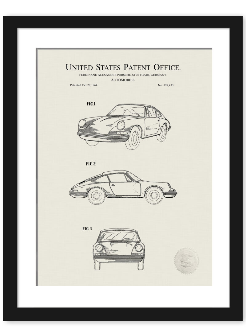 1964 Porsche 911 patent line art print.