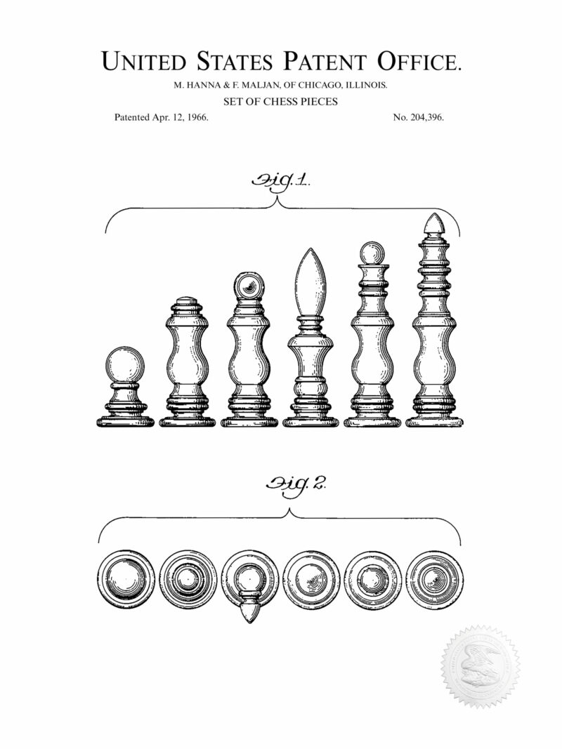 1966 Chess Set Patent Art Print