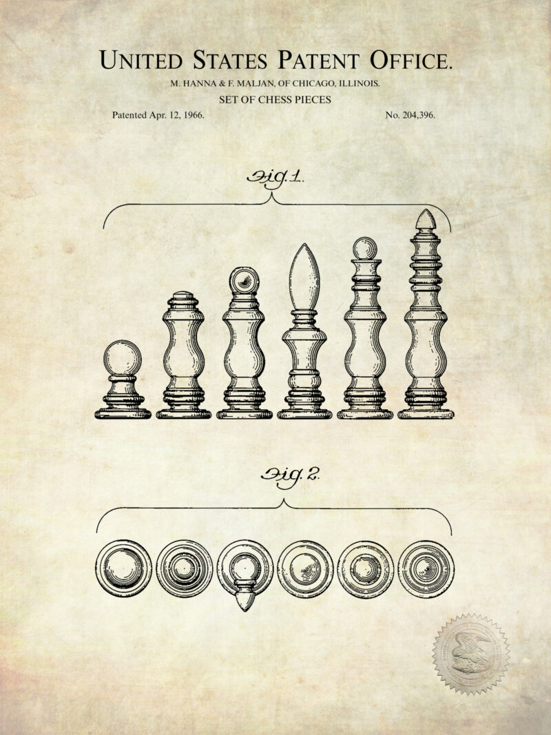 1966 Chess Set Patent Art Print
