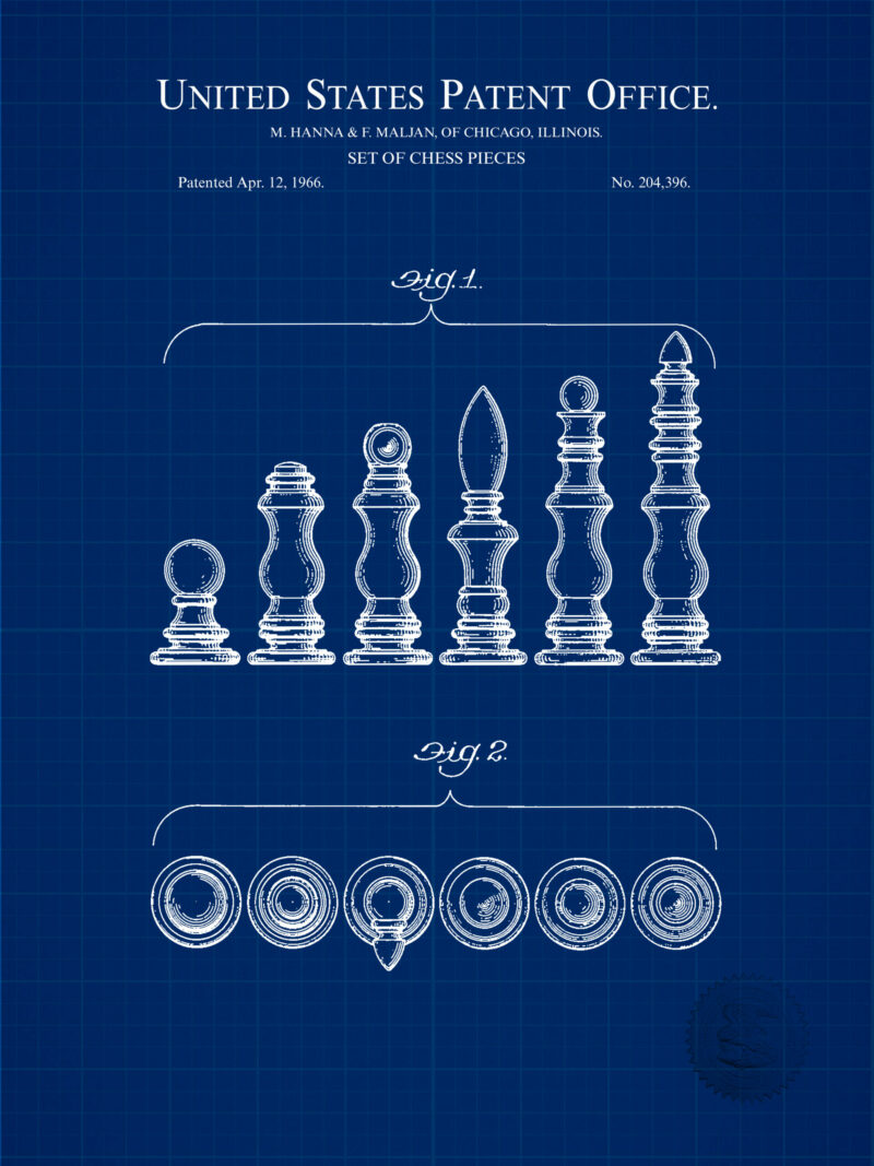 1966 Chess Set Patent Art Print