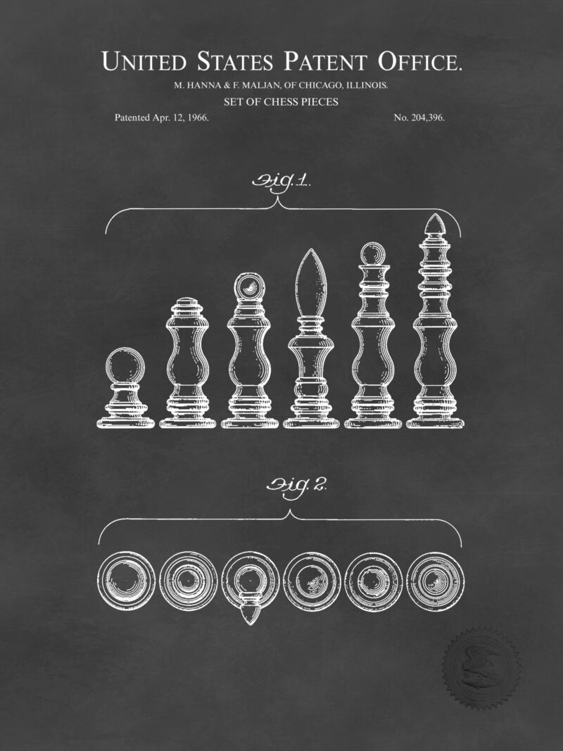 1966 Chess Set Patent Art Print