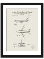 1966 Boeing 737 patent illustration for vintage aviation art