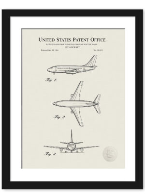1966 Boeing 737 patent illustration for vintage aviation art