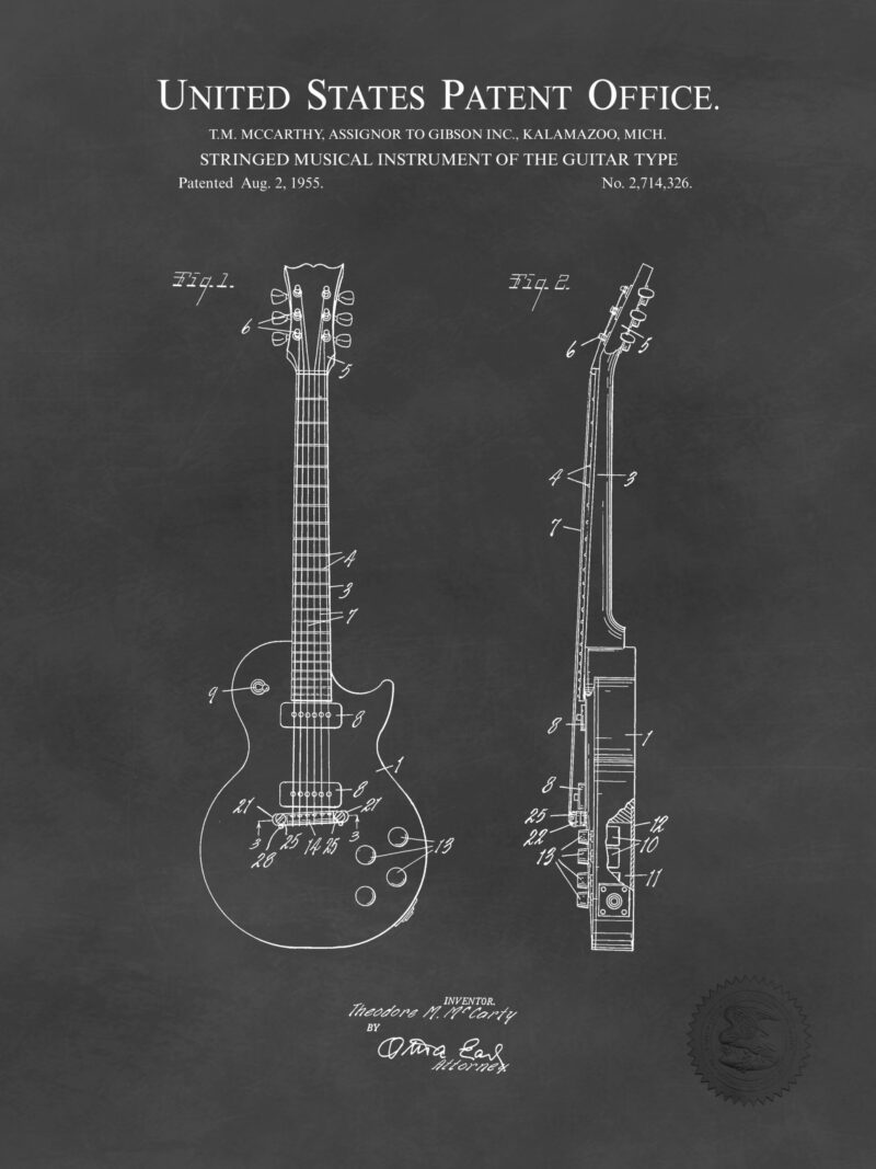 1955 Gibson Les Paul Guitar Patent Illustration