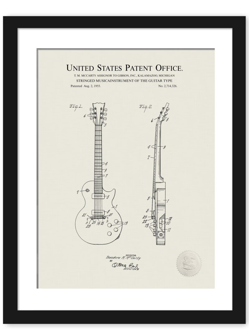 1955 Gibson Les Paul Guitar Patent Illustration
