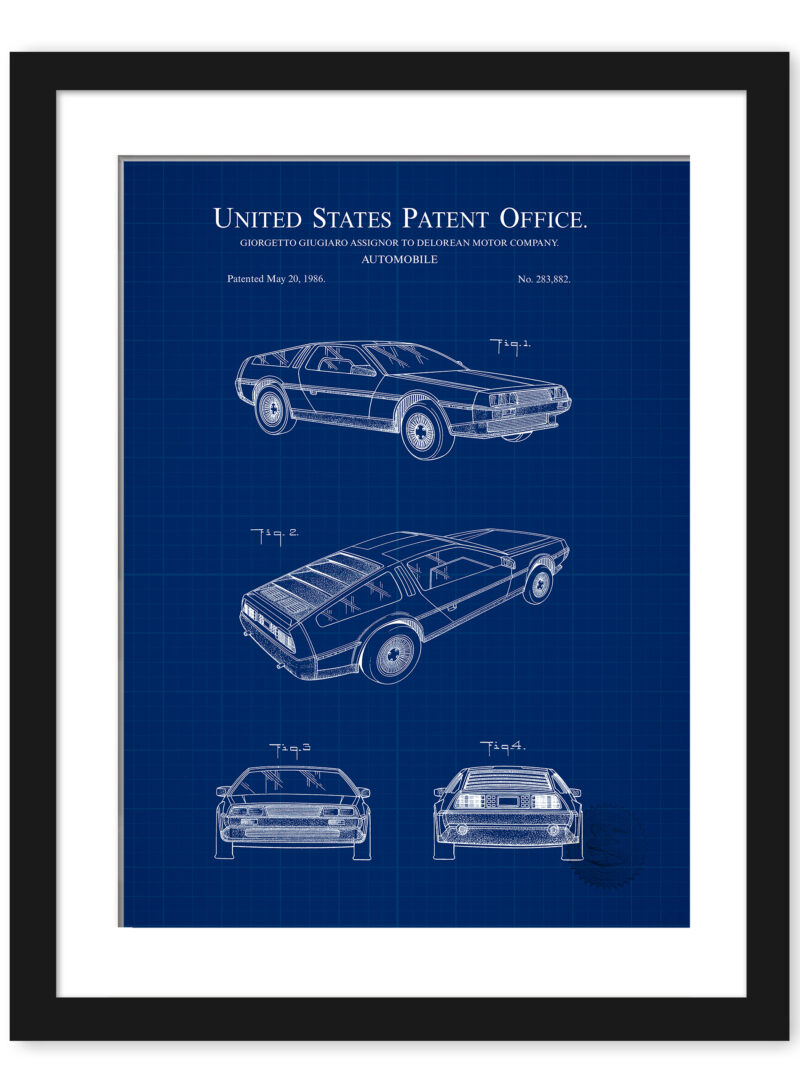 1986 DeLorean DMC-12 Car Patent Illustration