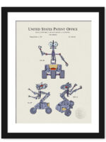 Digitally colored 1987 toy robot patent artwork.