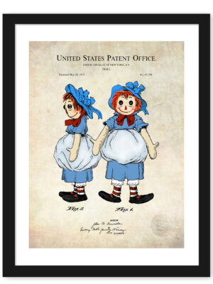 1915 Raggedy Ann Doll Patent Color Print