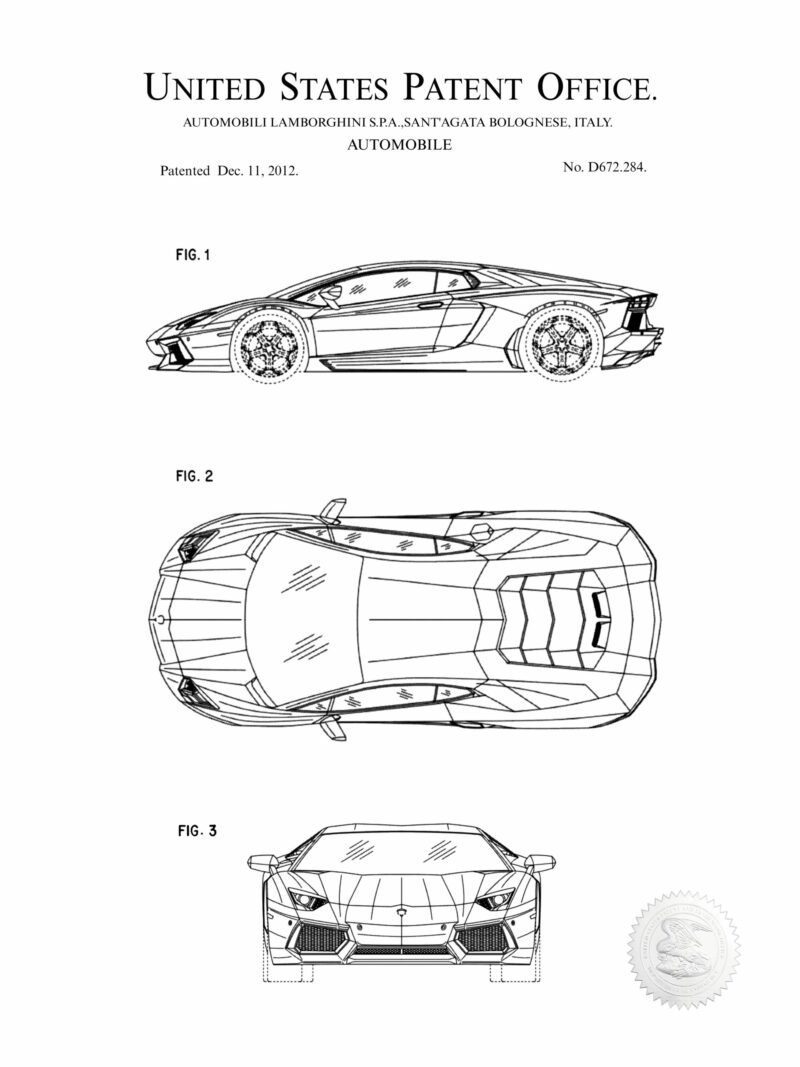 2012 Lamborghini Aventador Patent Illustration