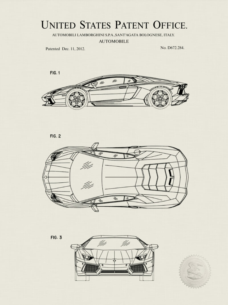2012 Lamborghini Aventador Patent Illustration