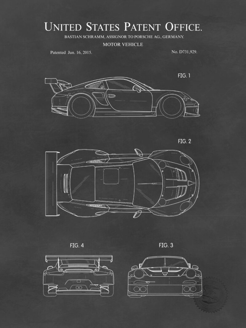 2015 Porsche 911 RSR patent artwork print.